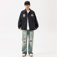 2026春季新款男装日系潮牌宽松纯色外套休闲夹克JK572-F135，男装夹克，电商A101（原外27）