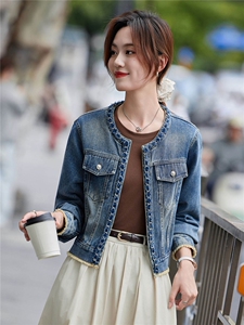小个子牛仔外套女2025春秋季新款今年流行时尚圆领夹克上衣简约图片