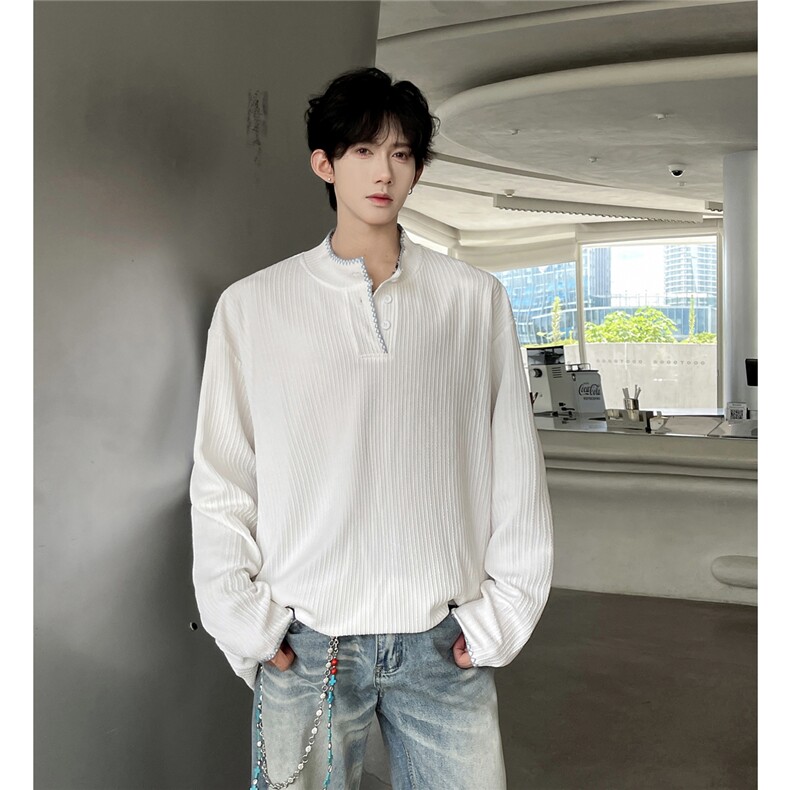 现货2026新款打底衫老钱风肌理感刺绣工艺T恤A170-T138-TP32,男装T恤,电商A170