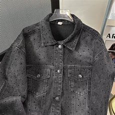 新款水洗满天星港味纯色牛仔夹克春秋韩版宽松外套WT3401p110，男装夹克，星座1013