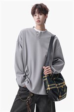 卫衣男春季新款港风宽松华夫格大码长袖T套头外套CX5701-特P28，男装T恤，星座214-3