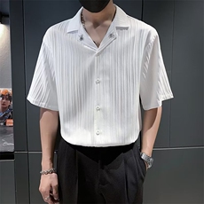 夏季短袖衬衫男潮牌痞帅冰丝半袖衬衣2024新款男士休闲五分袖上衣，男装衬衫，星座1013