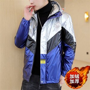 冬季亮三拼羽棉服男模特加厚夹克保暖外套工装棉衣上绿872加绒图片