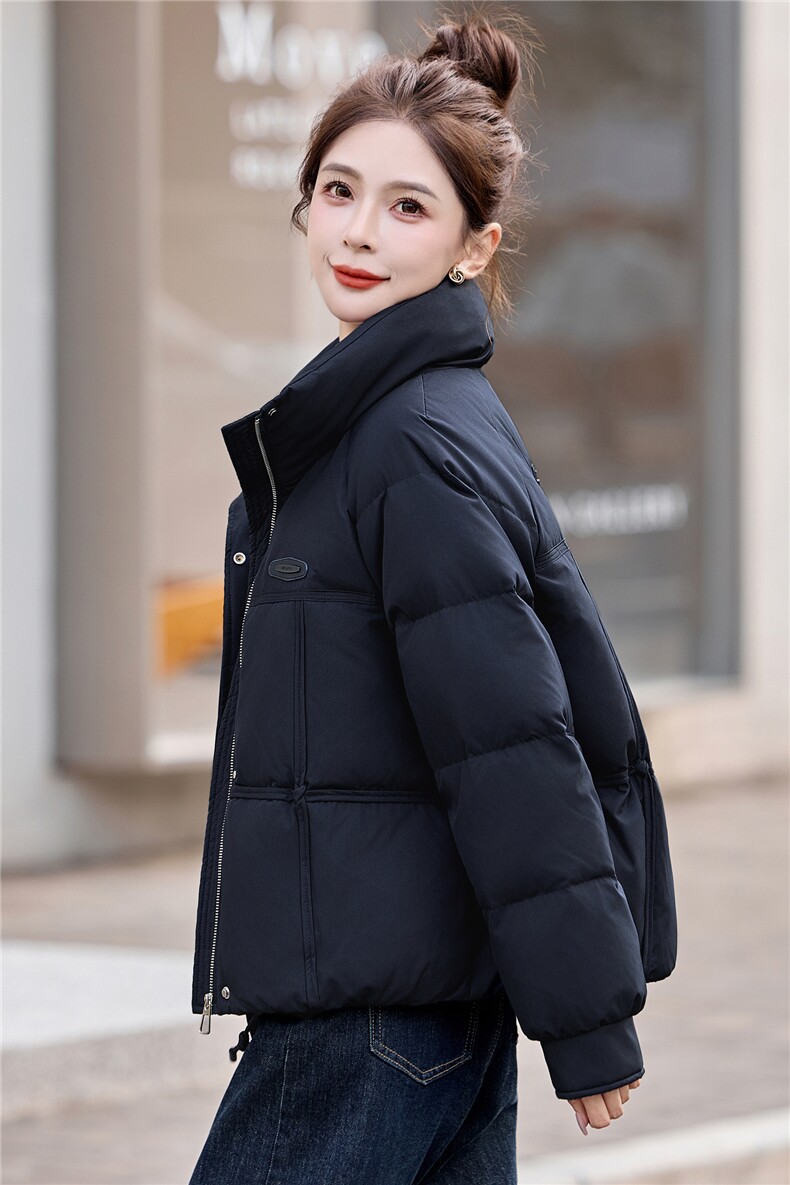 现货！2025年冬季无帽立领加厚保暖时尚羽绒服女,女装羽绒服,沐七七