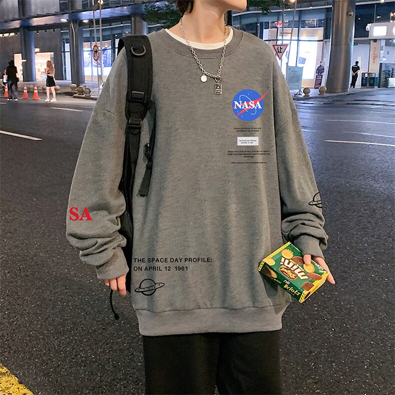 S6243-P28NASA秋季圆领卫衣男大码韩版宽松长袖外套,男装卫衣,电商A040
