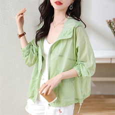 休闲百搭短款防晒衣女款夏季2025新款透气轻薄外套宽松显瘦防晒服，女装防晒衣，慕咨