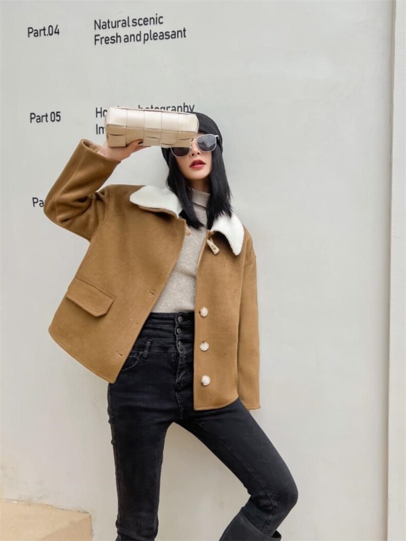 双面呢带毛线领子外套，其它，天使公主