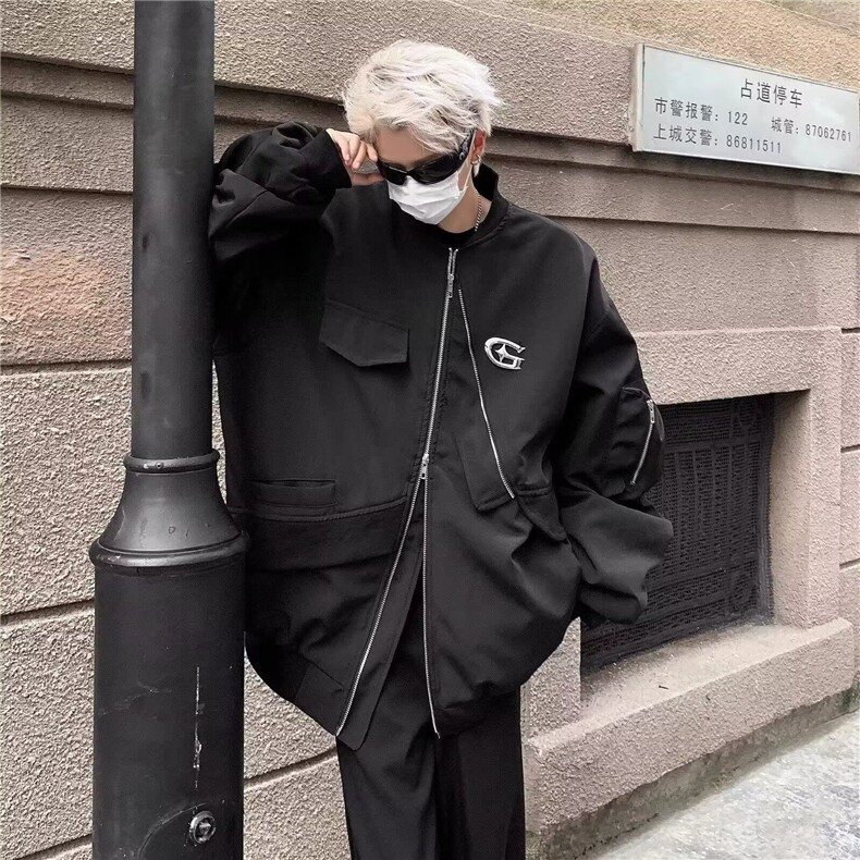 美式复古刺绣棒球服外套男痞帅潮宽松百搭休闲情侣飞行拉链夹克,男装夹克,星座506A