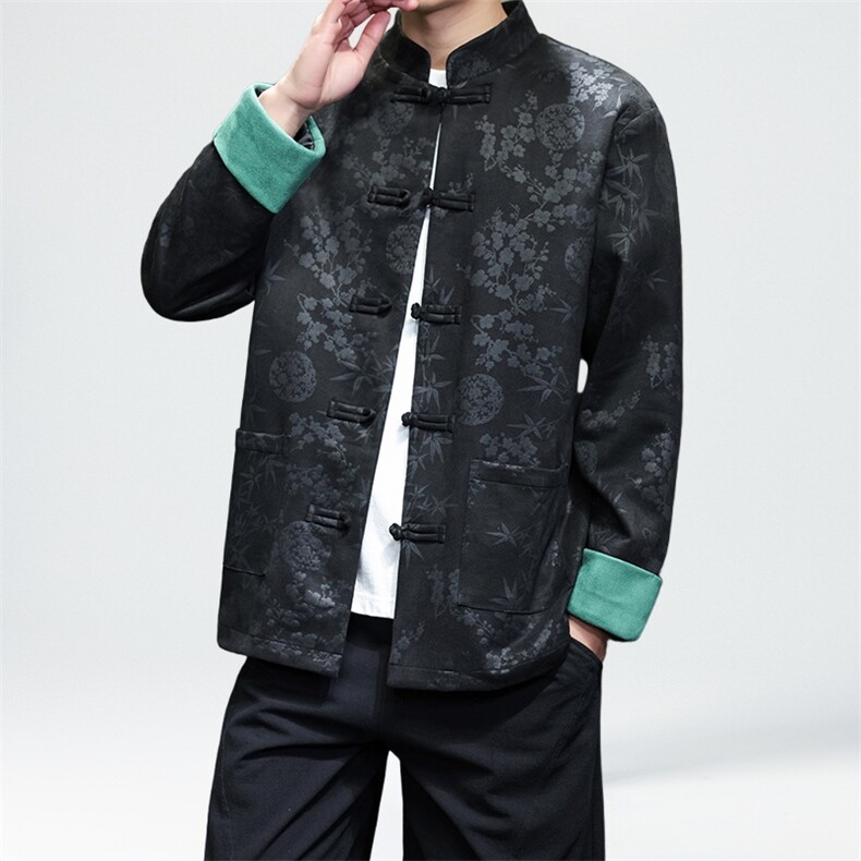 男士外套麂皮绒印花夹克盘扣立领唐装风 XZ1512-2507-P85图片