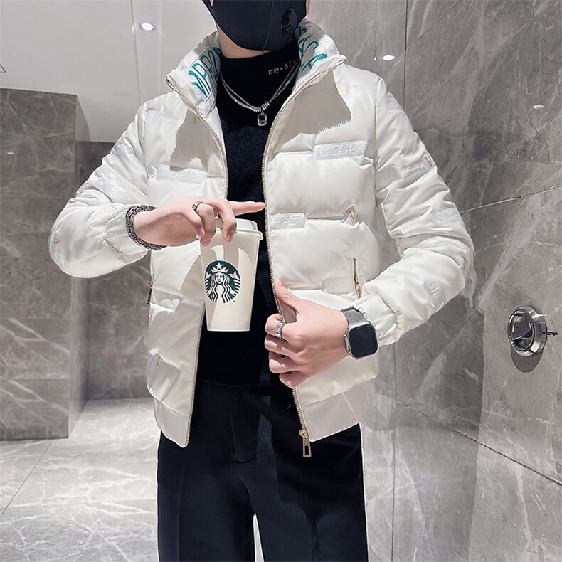 痞帅字母印花高领修身羽绒服男社会小伙店主风301C-YR01P128控168图片