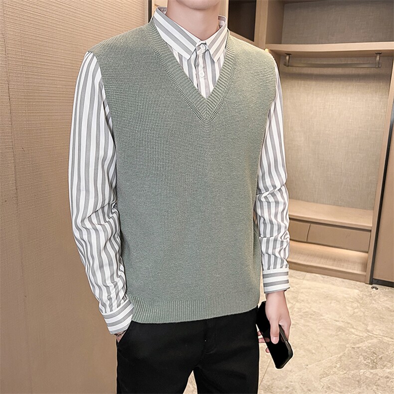 2025男士假两件卫衣衬衫领新款刺绣针织打底衫CS19-P6898,男装T恤,电商B278