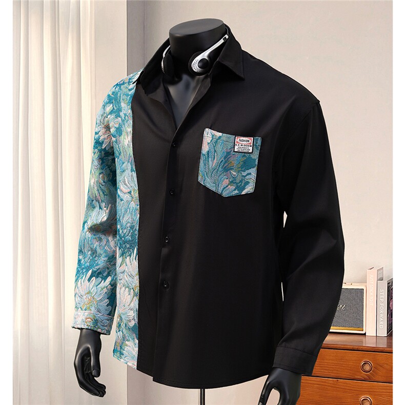 1风大码M-5XL情侣95%聚酯纤维5%氨纶长袖衬衫男CS7714P60控88，男装衬衫，星座226-2