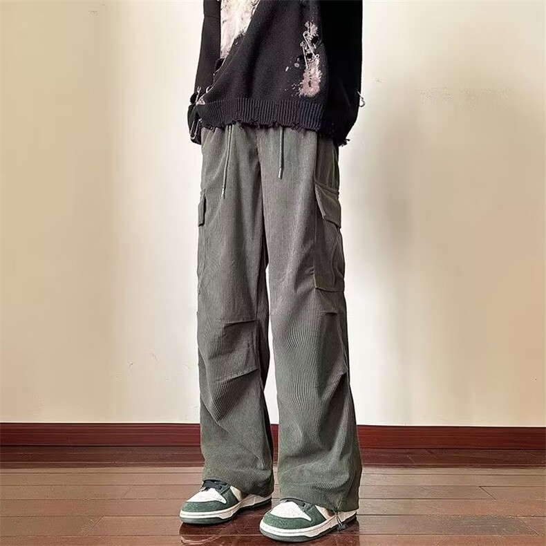 灯芯绒裤子男oversize高街直筒裤春秋宽松束脚休闲长裤AK1332-P45,男装休闲裤,星座1008-1
