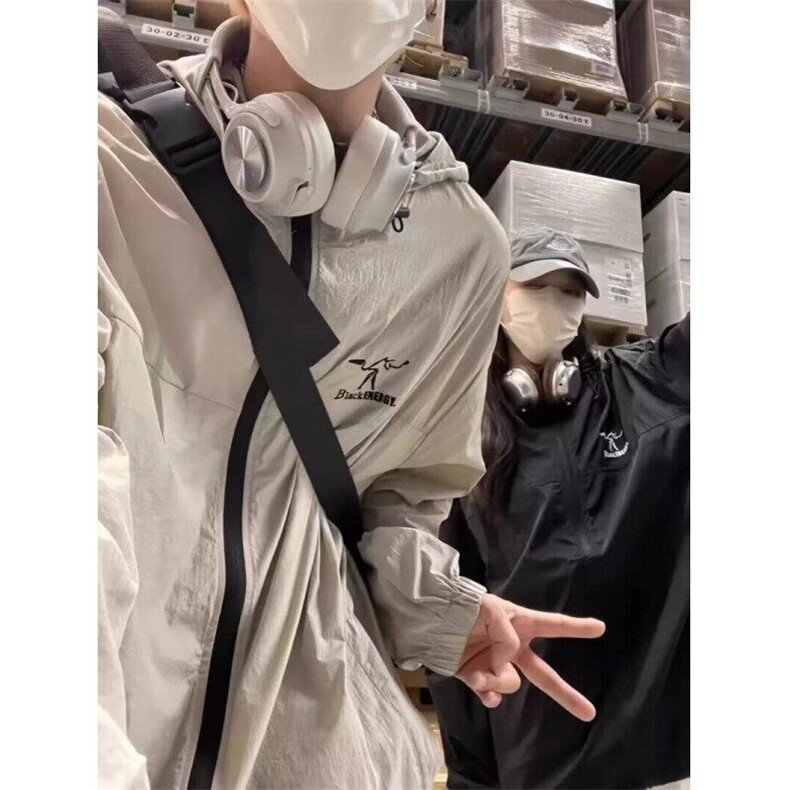 夏季纯色连帽百搭防晒服外套男轻薄款刺绣宽松休闲防晒衣FS01,男装防晒衣,星座1116A（原606A-3）