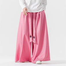 24秋冬风宽松休闲裙裤汉服垂感阔腿裤宋裤新中式潮K272/P75，男装民族服装，钱塘713