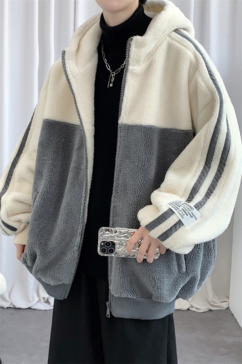 冬款港风潮加绒加厚棉衣休闲羊羔绒连帽外套男女921-P110控价158,男装棉衣,电商A441-1