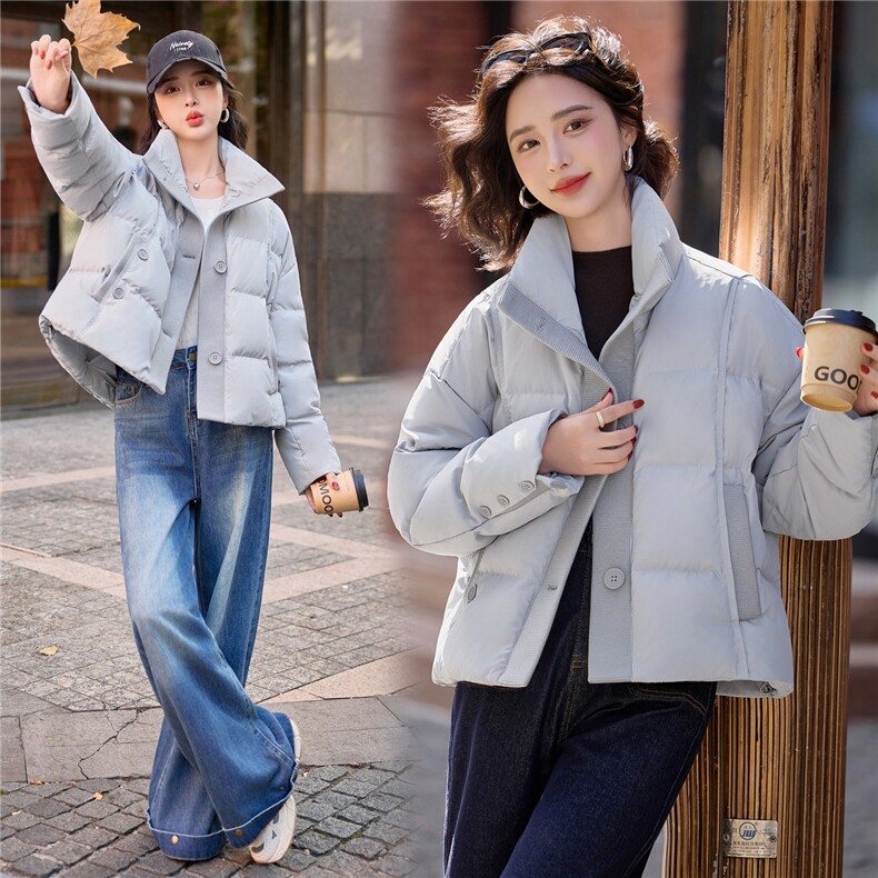 2025年冬季新款时尚拼接短款羽绒服女,女装羽绒服,美沁