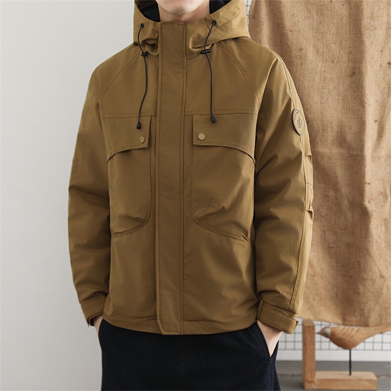 冬季御寒服男士新款冲锋衣棉服保暖潮流口袋棉衣防风连帽外套,男装夹克,星座914