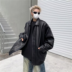 港风文艺纯色夹克男春秋宽松潮流长袖外套复古百搭，男装夹克，星座716-3