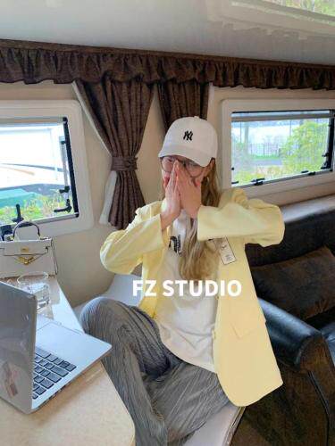 【春季新款】自制高品质薄款西装黄色，女装西装，F/TU