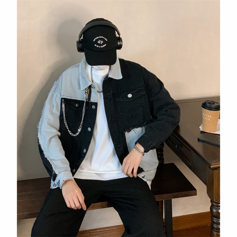 Wt2056-P55美式工装潮牌拼色牛仔外套,男装夹克,星座1501-1