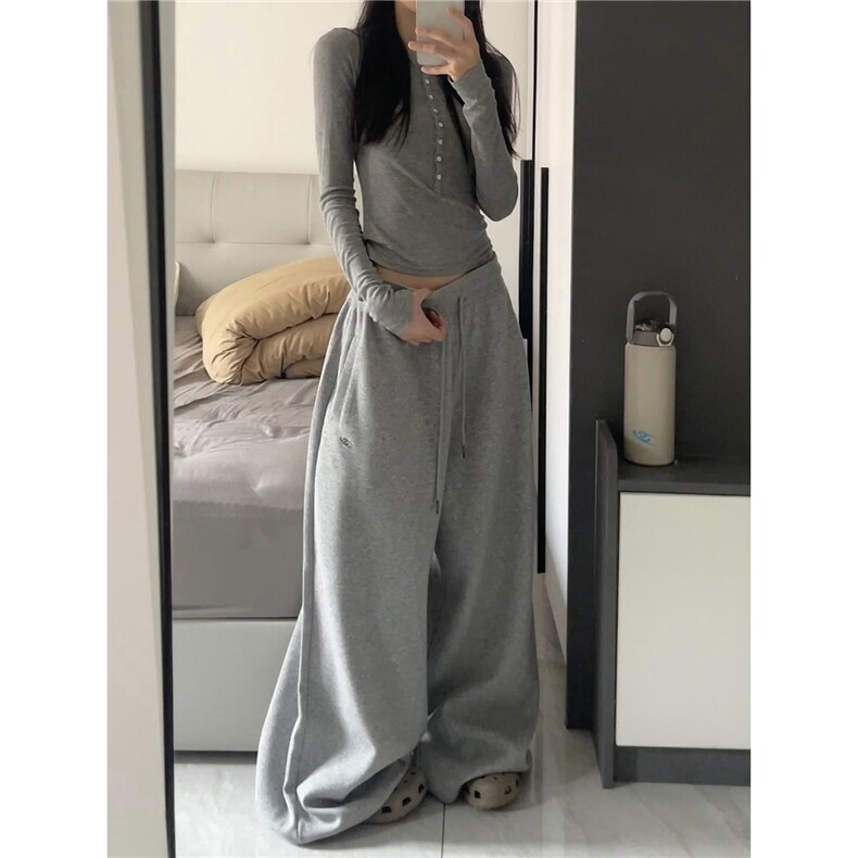 美式运动休闲裤女秋季宽松卫裤阔腿裤jazz爵士舞垂感拖地裤,女装休闲裤,星座1210-1