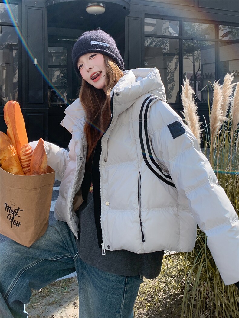 短款连帽羽绒服女2025冬季新款时尚学院风加厚保暖面包服外套,女装羽绒服,慧尚依恋
