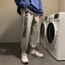 港风加绒加厚卫裤男宽松束脚大码运动裤子QT5070，男装休闲裤，星座810(原QT5070)