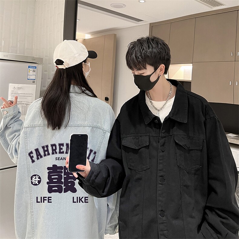 牛仔夹克男大码牛仔外套男茄克NJ77256-P60加绒款-P75,男装夹克,电商A040