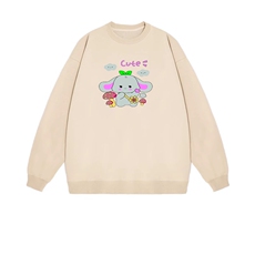 2025年秋季套头长袖通勤时尚百搭通勤简约休闲灰色小兔，女装卫衣/绒衫，花可