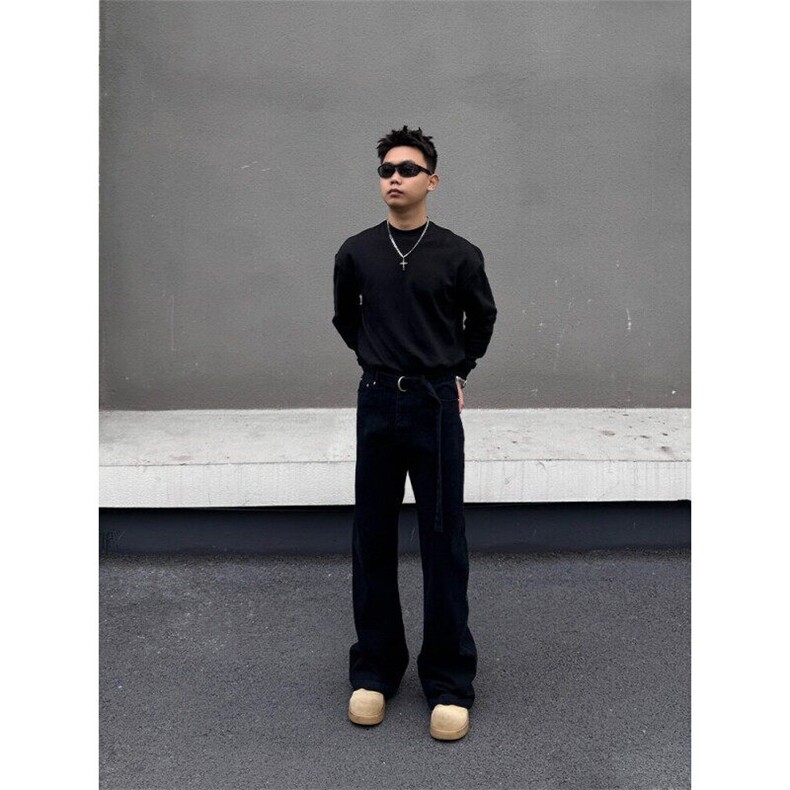 W9695-P53网图现货美式水洗棉带腰带直筒休闲牛仔裤,男装牛仔裤,星座1608-2