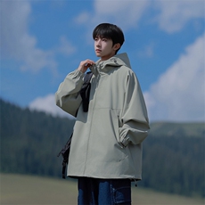 815A-MJ78352-65特春秋装新款纯色登山服三防冲锋衣外套男模，男装夹克，星座815A