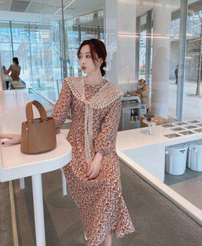 【现货】早春新款韩版碎花雪纺连衣裙，女装连衣裙，E莎