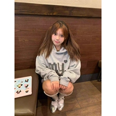 C0216-P55灰色高级感印花连帽卫衣男女款情侣宽松休闲上衣，男装卫衣，星座617A-2