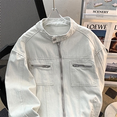 复古短款休闲外套男女高级感拉链工装夹克立领棒球服潮牌JK32-P65，男装夹克，星座308B-1