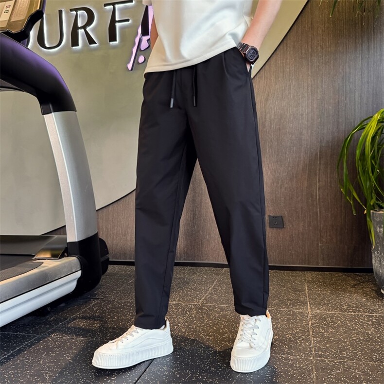 BK781 P4868 小伙风店主风夏季百搭透气冰丝九分裤子男休闲裤图片