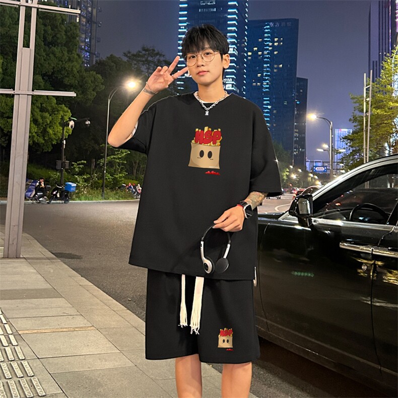 套装！ 华夫格套装短袖T恤短裤男 TZ182-特P 38图片