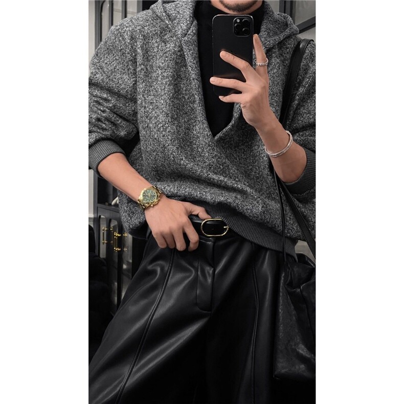 【005】秋冬新感假两件时尚复古连帽宽松上衣男A079-W138-P74,男装卫衣,电商A079