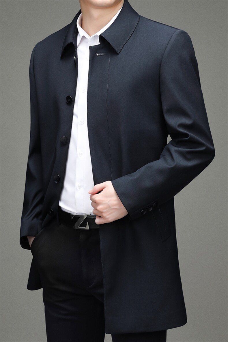 2021男士翻领时尚爸爸装中年休闲风衣男中老年外套潮ZL2136-P205,男装风衣,电商B212（原钱塘6029）