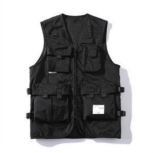 7XL-M港风机能工装马甲男2021秋季新款潮牌V领无袖加肥加大码外套图片