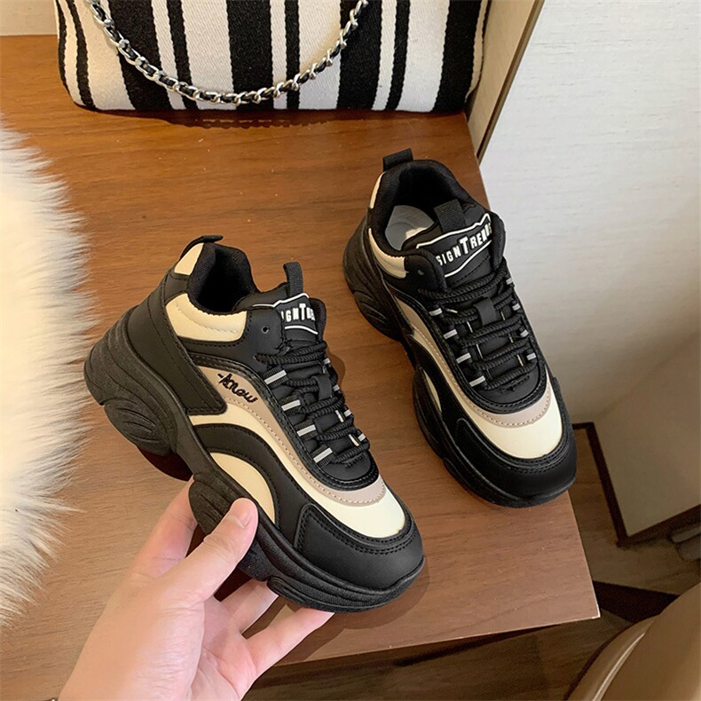 韩版新款高帮老爹鞋女2024秋季学生跑步运动厚底增高休闲鞋，女鞋休闲鞋，电商A223