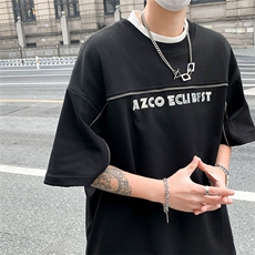 高级设计感痞帅金属拉链短袖T恤，XZ1005-1-TTH008-批价4059，男装T恤，星座1005-1