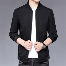 中年男印花立领夹克男2023春季新款时尚休闲上衣爸爸装外套,男装夹克,电商B212（原钱塘6029）
