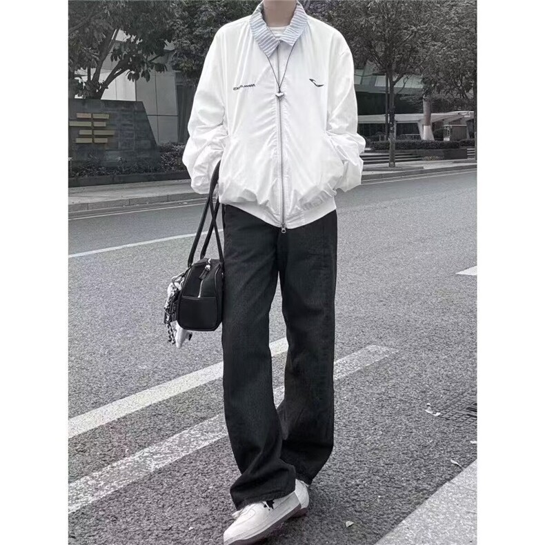 春秋季美式复古翻领夹克男女机能风外套宽松休闲潮流情侣,男装夹克,四季星座505