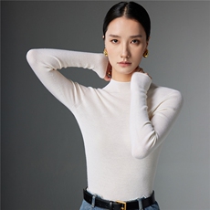 2025舒适百搭简约半高领长袖针织衫，女装针织衫/毛衣，玛卡隆羊绒