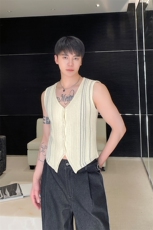 春夏新款开衫针织背心简约韩版百搭休闲男女潮流坎肩MY62P70，男装T恤，电商A246