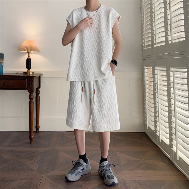 A316--1-YK02P65控88新款2024字母提花潮流夏季套装宽松T恤短裤，男装休闲套装，星座906（原电商a316-1）