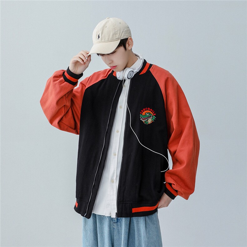 25春季新款棒球领潮流鳄鱼水洗长袖休闲夹克外套JK97/P90,男装夹克,星座202