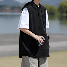 M-8XL特大码冰丝速干连帽背心男篮球运动无袖健身服坎肩TDX315P35，男装T恤，电商D206-1