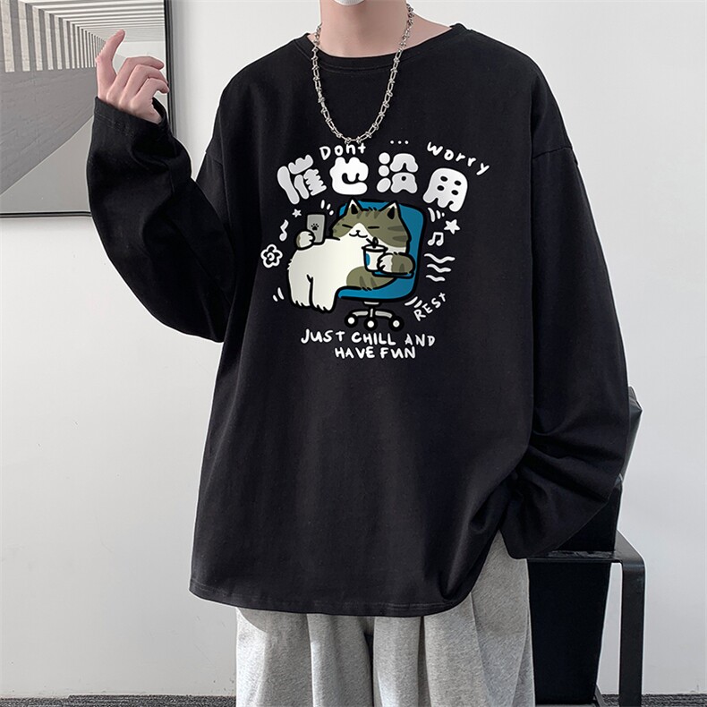 控48重磅230g纯棉长袖t恤男大码圆领卫衣打底衫TX3403-P28,男装T恤,电商A040